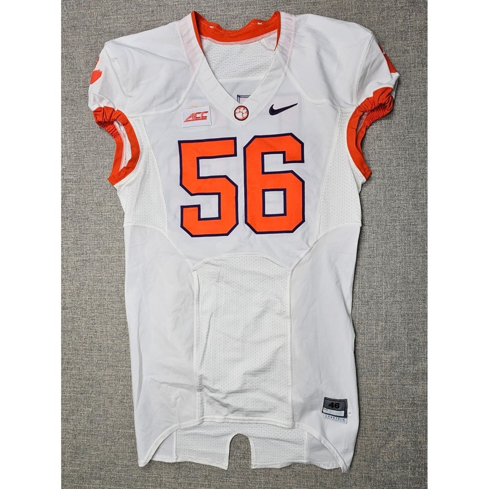 Clemson Tigers Football Jersey Mens 46 L White Game Worn Team Issued Nike #56